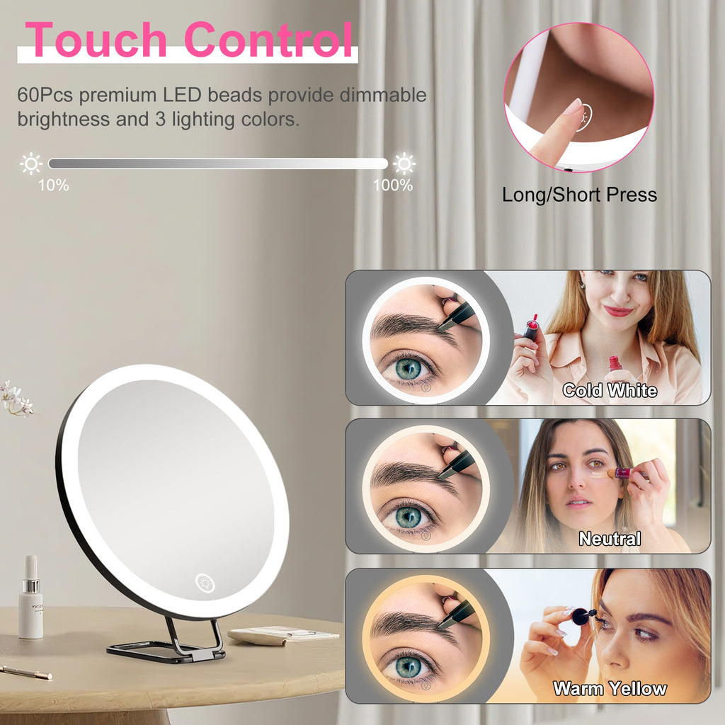 30X Lighted Magnifying Makeup Mirror Portable