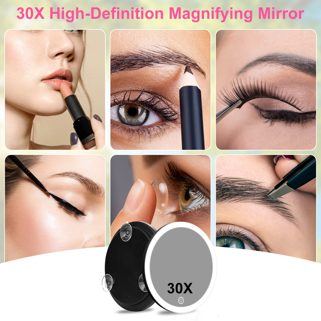 30X Lighted Magnifying Makeup Mirror Portable